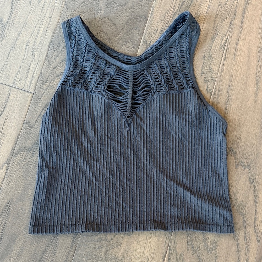 Free People dark gray Textured Crop Top intimately seamless xs s